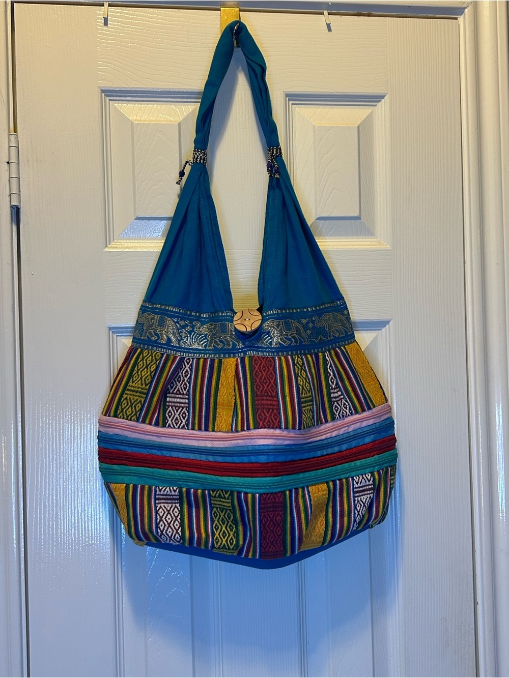 RV Art Rajasthani Printed Cotton satchel with embellishments